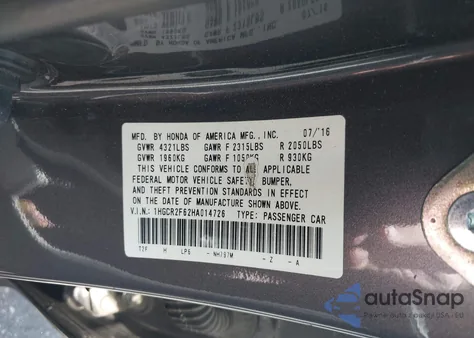 2017 Honda Accord Sport из США, поврежденный, VIN 1HGCR2F62HA014726